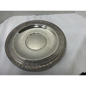 Elegant Silver‎ Plated Serving Tray Ornate Scalloped Edge Centerpiece